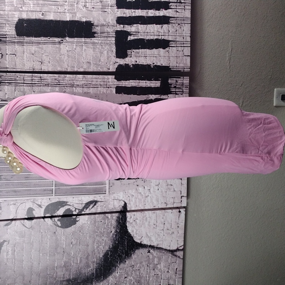 Meshki Pink Knotted One Strap Mini Dress - Picture 3 of 6